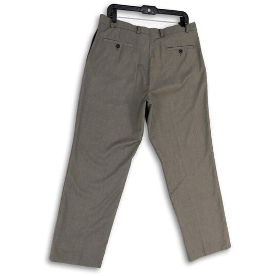 Mens Gray Check Flat Front Slash Pockets Straight Leg Dress Pants Size 36/30 image number 2
