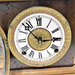 Vintage Ansonia Style Adamantine Style Wood Mantel Clock With Key alternative image
