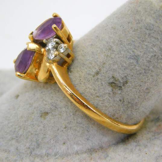 14K Yellow Gold Amethyst 0.16 CTTW Diamond Ring 2.9g image number 3