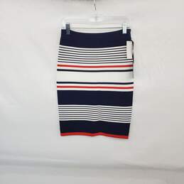 Trouve Navy Block Stripe Patterned Pencil Skirt WM Size XS NWT alternative image