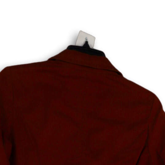 Womens Red Long Sleeve Notch Collar Pockets Three Button Blazer Size Small image number 4