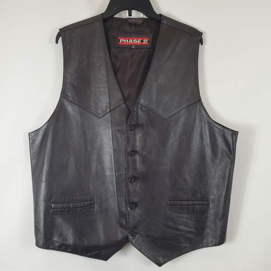 Phase 2 Men's Brown Leather Vest SZ XL image number 1