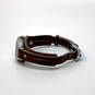 Desinger Fossil Silver-Tone Rhinestone Adjsutable Leather Strap Wristwatch image number 3