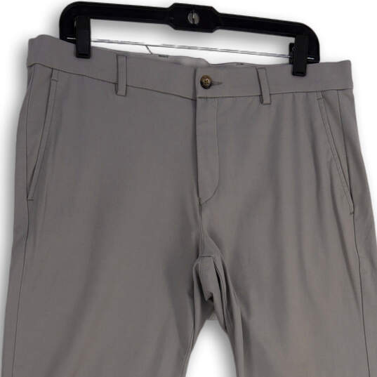 Mens Gray Flat Front Slash Pocket Straight Leg Chino Pants Size 34x30 image number 3