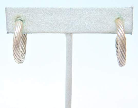 Artisan 925 Sterling Silver Twisted Loop Demi Hoop Earrings 10.8g image number 3