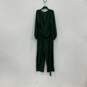 NWT Womens Green Long Sleeve V-Neck Back Zip One-Piece Jumpsuit Size 16 image number 2