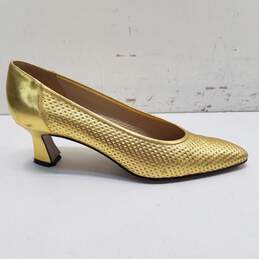Crystina Rossi Italy Gold Leather Pump Heels Shoes Size 7 M