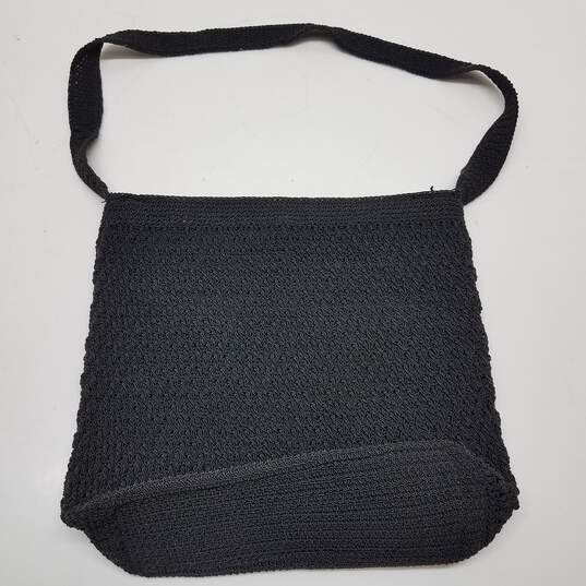 Liz Claiborne Black Crochet Sak Tote Shoulder Bag image number 2