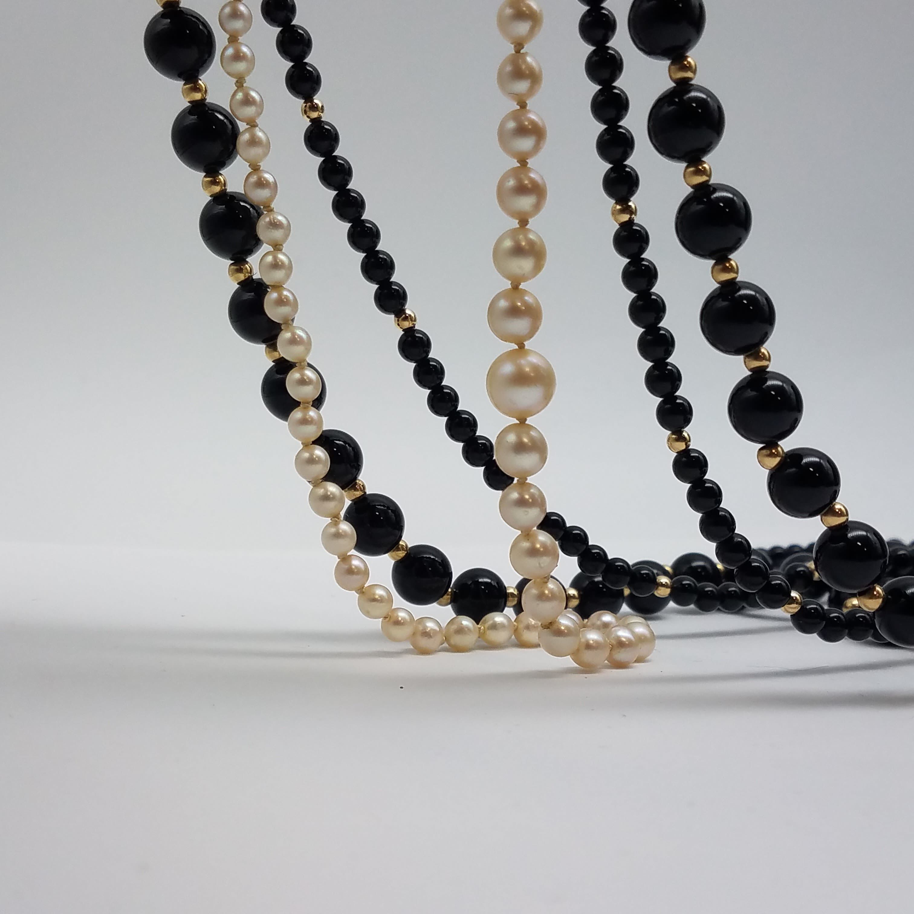 NEW Tiffany & Co Ziegfeld Onyx Pearl Tassel Necklace 32