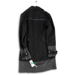 NWT Womens Black Long Sleeve Collared Trench Coat Size Large alternative image