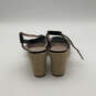Womens Tan Black Leather Adjustable Strap Wedge Espadrille Heels Size 10.5 image number 5