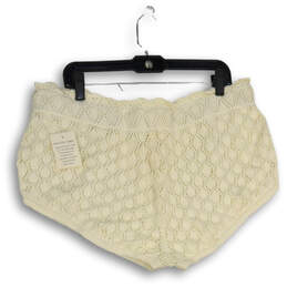 NWT Womens White Flat Front Crochet Drawstring Hot Pants Shorts Size Large alternative image