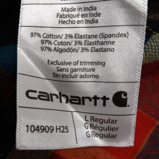 Carhartt Men's Plaid Blue/Red/Yellow Button Up Size L image number 4