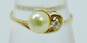 Vintage 14K Yellow Gold Pearl & CZ Ring 1.7g image number 1
