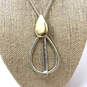 NWT Designer Lucky Brand Silver-Tone Rope Chain Tear Drop Pendant Necklace image number 2