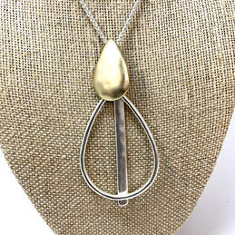 NWT Designer Lucky Brand Silver-Tone Rope Chain Tear Drop Pendant Necklace alternative image
