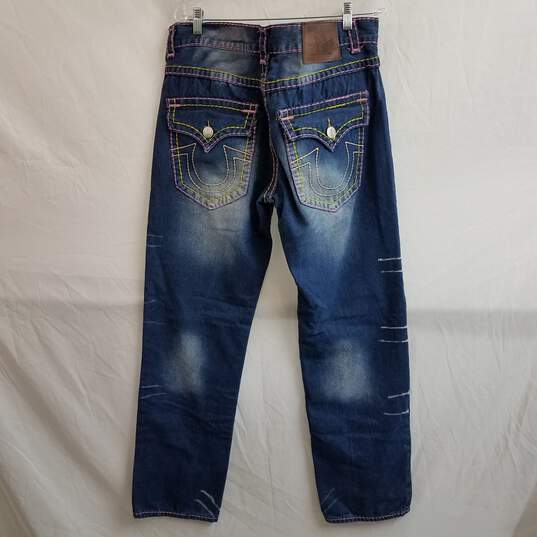 True Religion distressed jeans embroidered stitching men's 38 image number 2