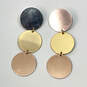 Designer J. Crew Silver And Copper Tone Circle Pierced Dangle Earrings image number 3