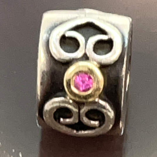 Designer Pandora 925 ALE Sterling Silver Pink Sapphire Stone Beaded Charm image number 3