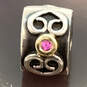 Designer Pandora 925 ALE Sterling Silver Pink Sapphire Stone Beaded Charm image number 3