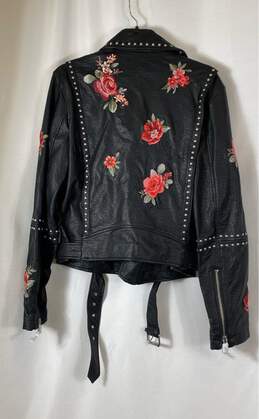 NWT American Eagle Womens Black Floral Leather Short Motorcycle Jacket Size XL alternative image