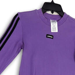 Womens Purple Ribbed Long Sleeve Crew Neck Pullover T-Shirt Dress Size XS