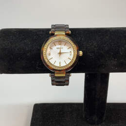 Designer Relic ZR34137 Tortoise Strap Rhinestone Dial Analog Wristwatch