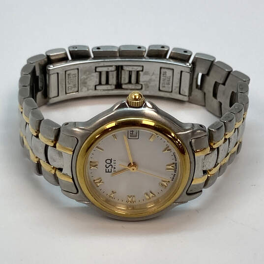 Designer Esq Swiss Made 100384a Two Tone Round Quartz Analog Wristwatch image number 2
