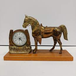 Vintage Spartus Brass Horse Mantel Clock