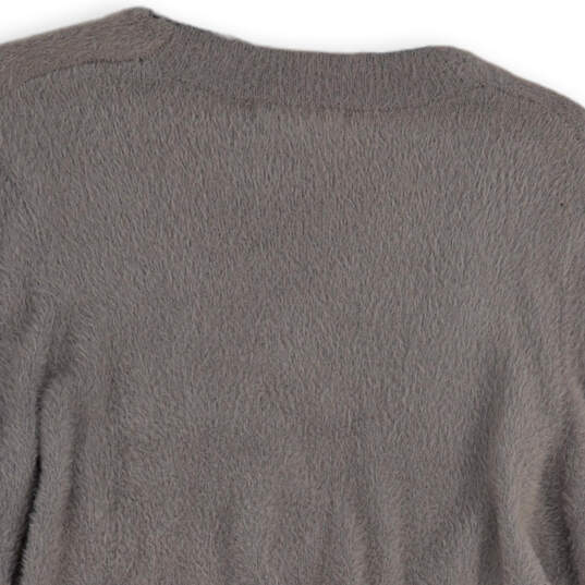 NWT Womens Gray Faux Fur Wrap V-Neck Long Sleeve Pullover Sweater Size M image number 2