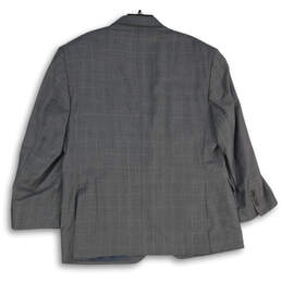 Mens Gray Plaid Long Sleeve Notch Lapel Two Button Blazer Size 44 Short alternative image