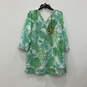 NWT Womens Green Floral Print Long Sleeve V-Neck Tunic Blouse Top Size M image number 2