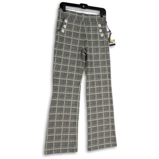 NWT Womens White Green Plaid Pull-On Straight Leg Trouser Pants Size S image number 3
