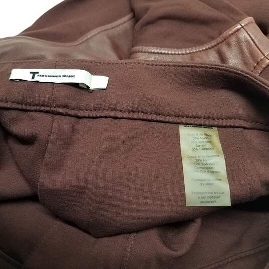AUTHENTICATED T Alexander Wang Burgundy Lambskin Blend Skinny Pants image number 3