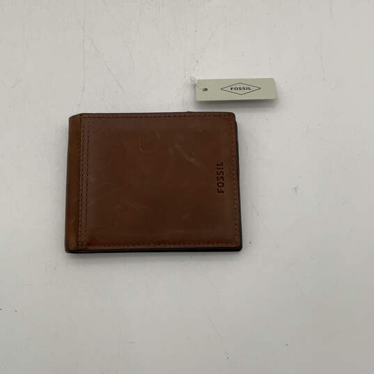 NWT Mens Brown Leather Inner Divider Multiple Card Holder Bi-Fold Wallet image number 2