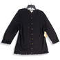 NWT Womens Black Knitted Long Sleeve Button Front Cardigan Sweater Size 2X image number 1