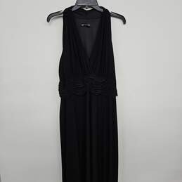 Black Sleeveless Deep V Cinched Waist Dress