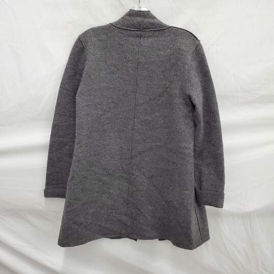 Eileen Fisher WM's 100% Wool Gray Droop Open Cardigan Sweater Size XXS image number 2