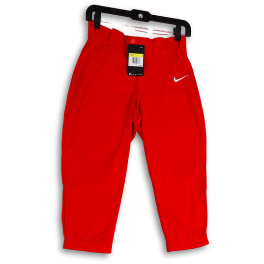 NWT Womens Red Dri-Fit Flat Front Pull-On Softball Capri Pants Size Small image number 3