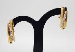 14K Gold 0.84CTTW Diamond Channel Set Angular Elongated Hoop Earrings 10.5g alternative image
