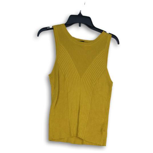 Express Womens Yellow Ribbed Round Neck Sleeveless Pullover Tank Top Size M image number 1