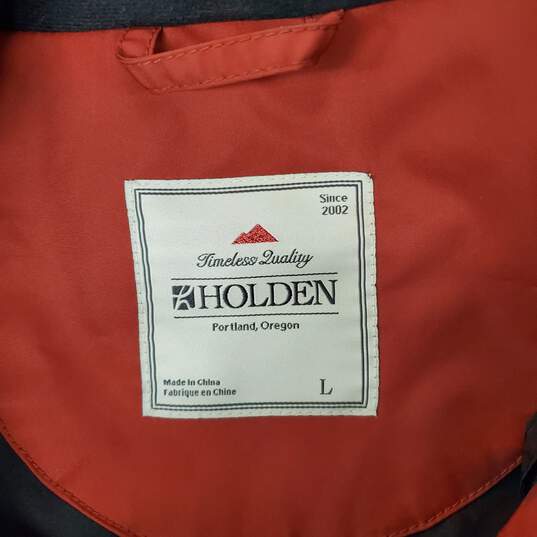 HOLDEN WM's Dark Orange Double Lined 100% Polyester Full Zip & Button Winter Hooded Parka Size L image number 3