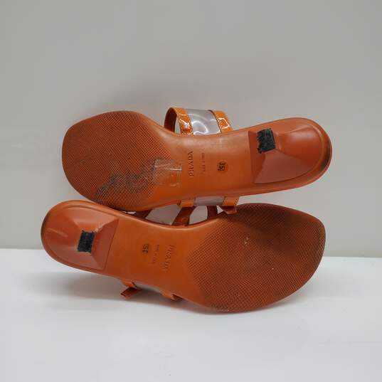 Prada Women's Orange Leather Thong Sandals Size 35.5 image number 5