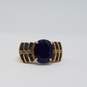 10k Gold Diamond Synthesis Sapphire Size 6.5 Ring 5.7g image number 7