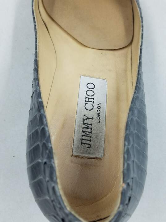 Authentic Jimmy Choo Gray Snakeskin Pumps W 6 image number 8
