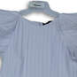 Womens Blue Ruffled Pleated Round Neck Short Sleeve Mini Dress Size XL image number 3