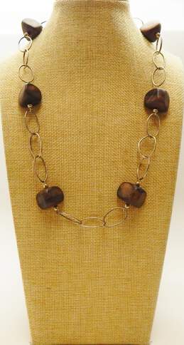 Silpada Sterling Silver Linked Wood Bead Necklace 31.9g