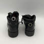 Mens Black Leather Round Toe Lace-Up Fashionable Motorcycle Boots Size 10.5 image number 4