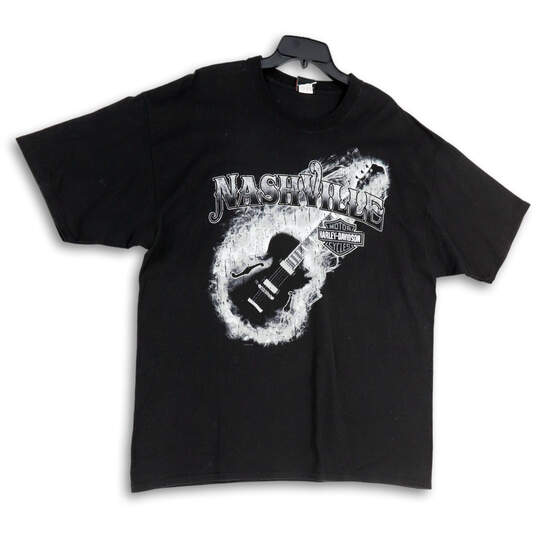 Mens Black Nashville Guitar Skull Crew Neck Short Sleeve T-Shirt Size XXL image number 1