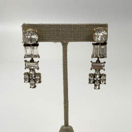 Designer J. Crew Gold-Tone Crystal Cut Stone Art Deco Dangle Earrings